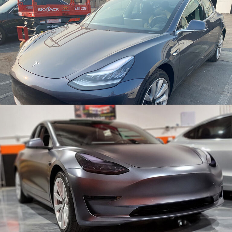 Tesla Vinyl Wrap Before & After - Palo Alto