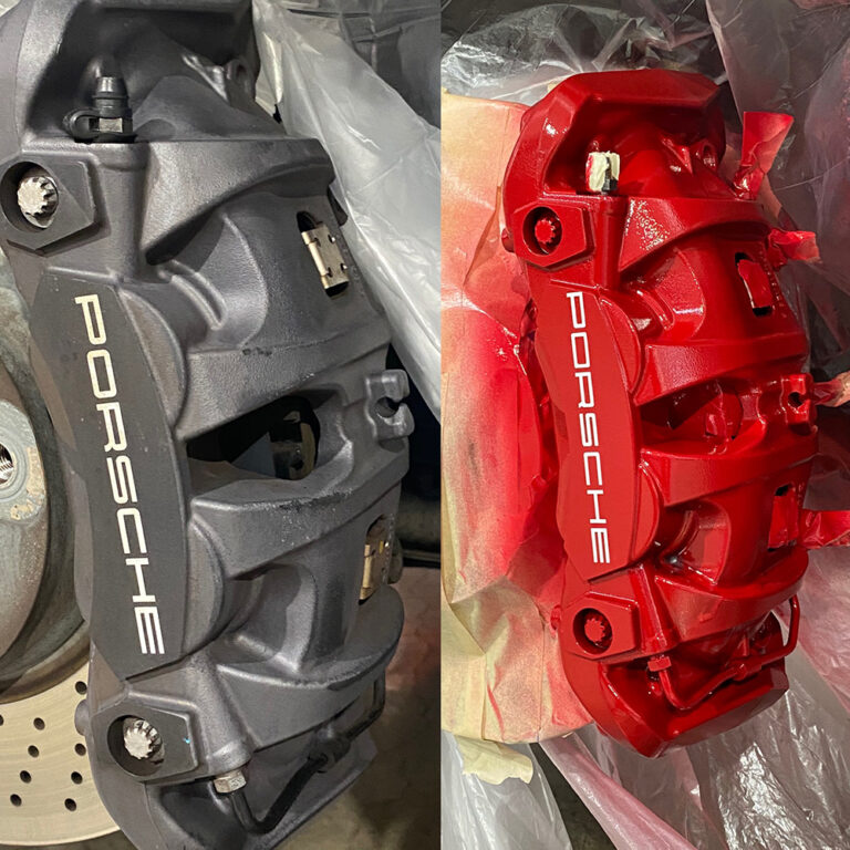Porsche caliper painting red – before and after