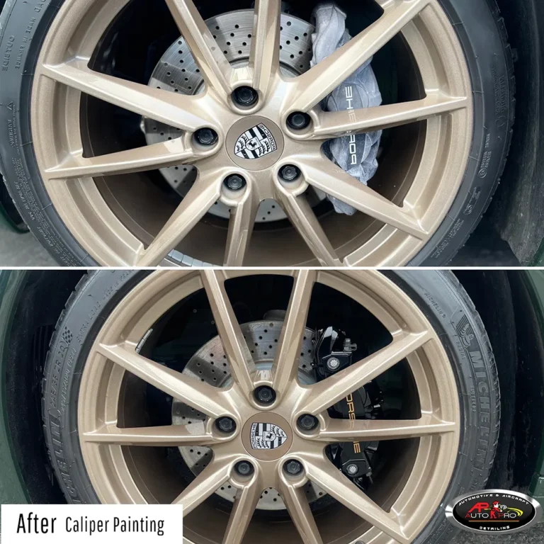 Caliper Painting Before & After- Black Porsche