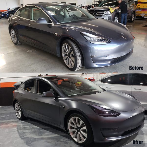 Tesla Vinyl Wrap Before & After sq2